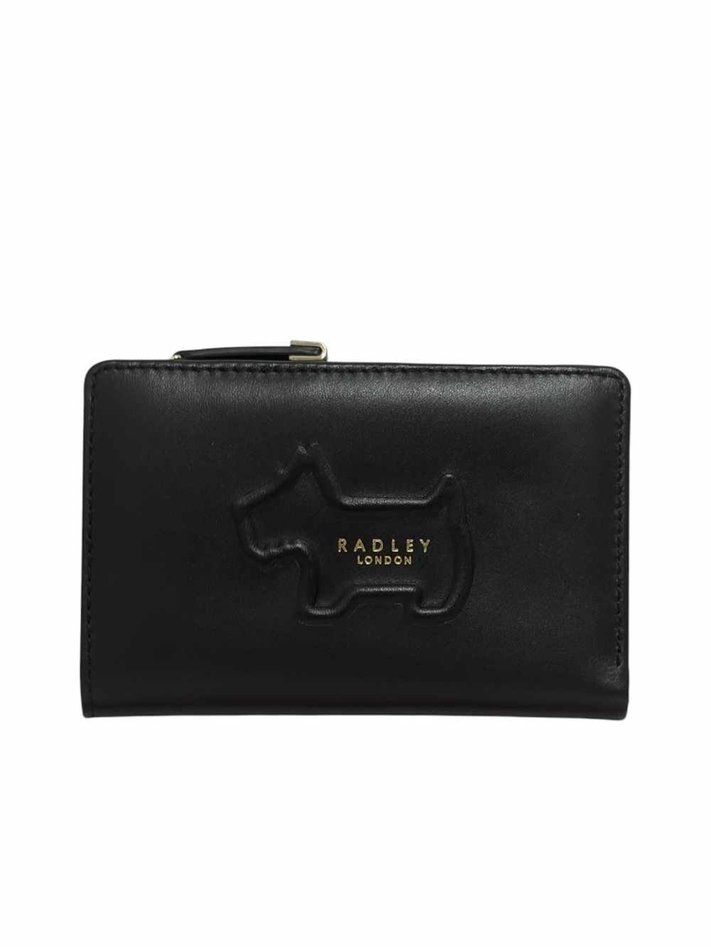 Radley London Black Scottie & Gold Embossed Leather Snap Wallet - NWOT